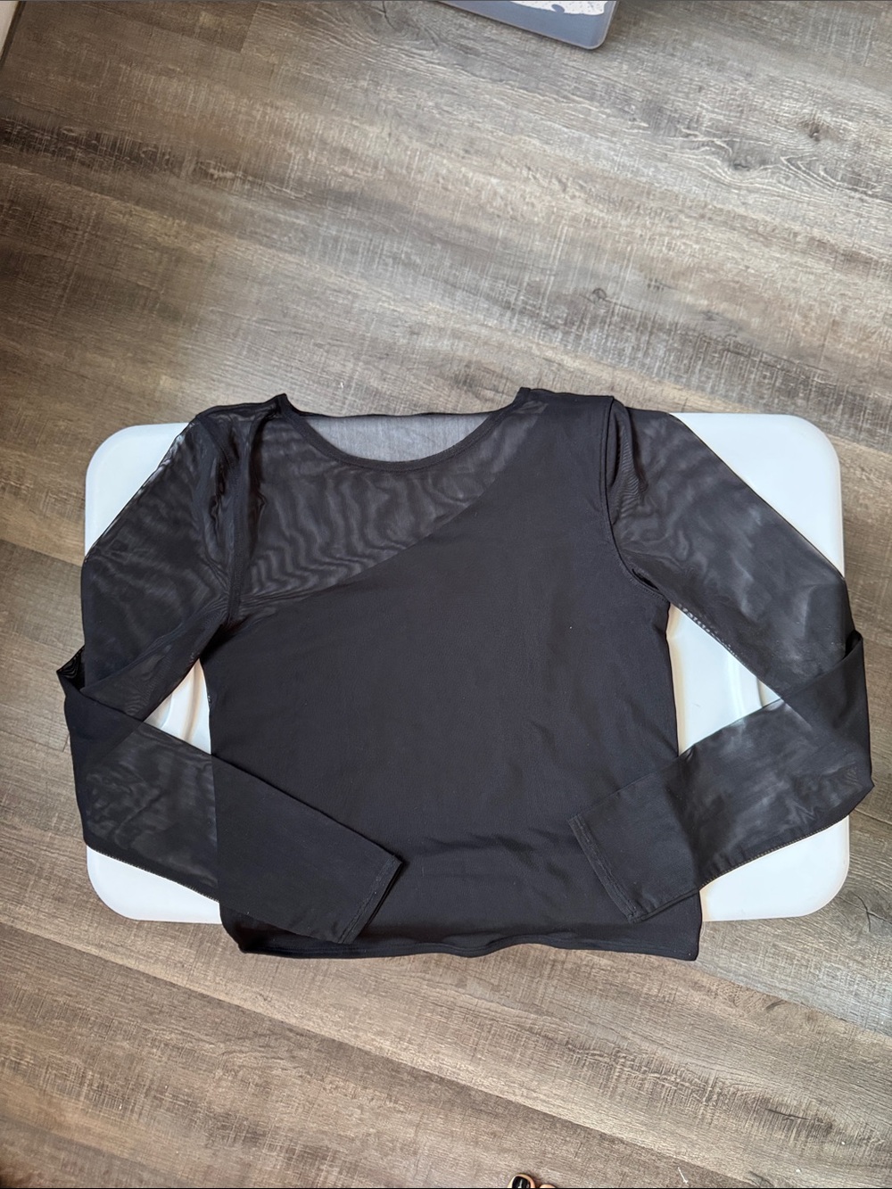 A&F | cropped sheer long sleeve top